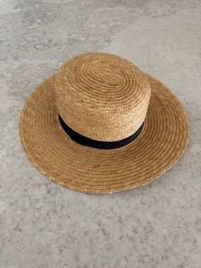 H&M Wide-Brim Straw Hat with Black Band